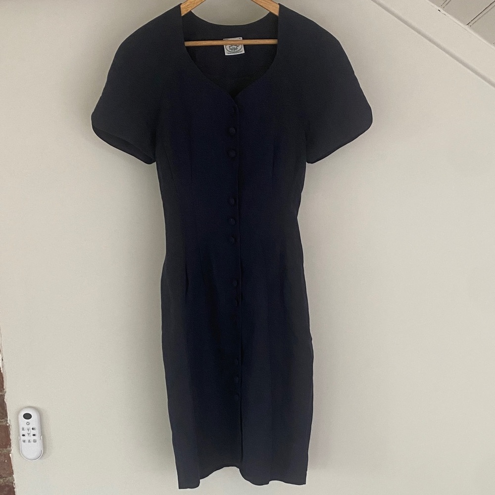 Laura Ashley Navy Button-Down Midi Dress